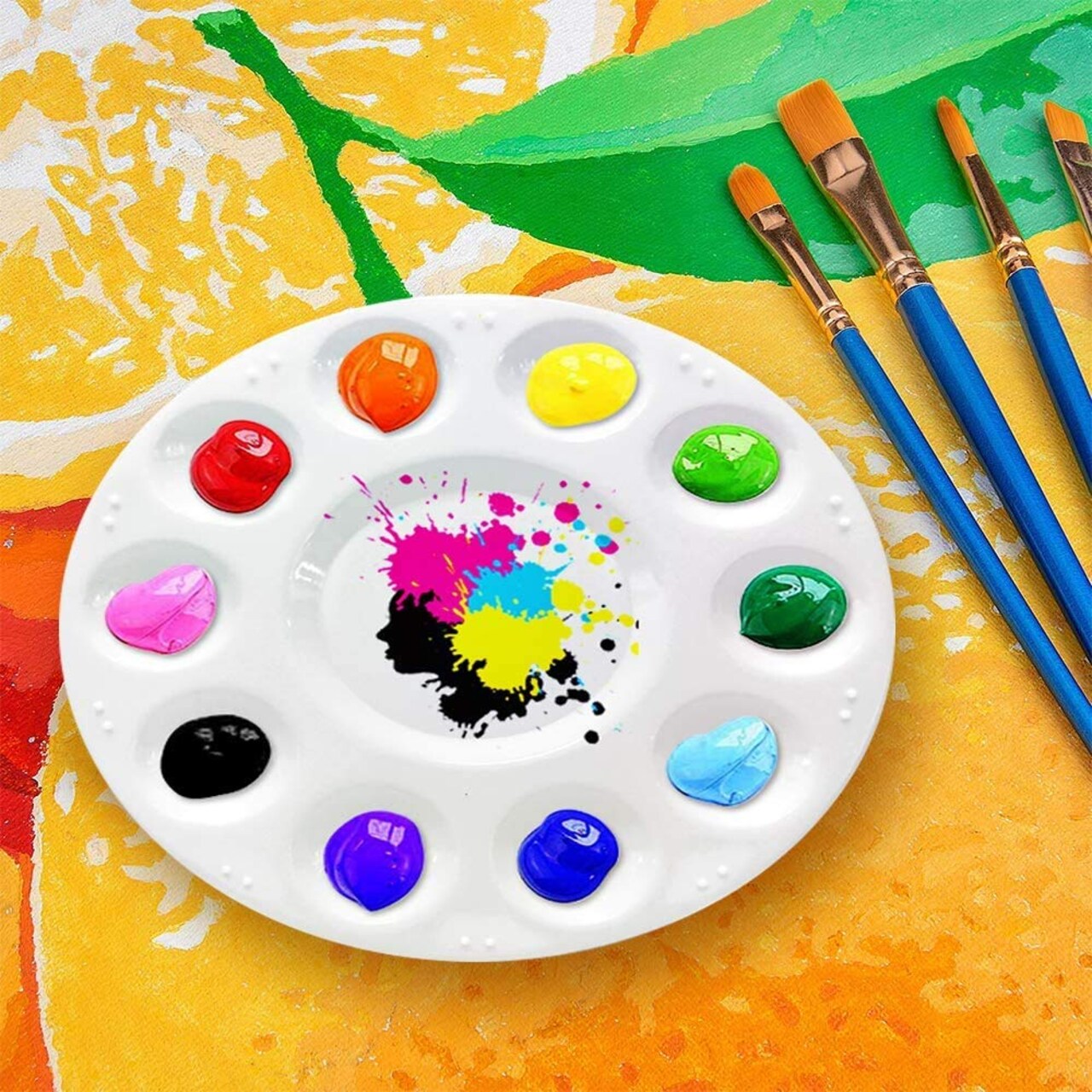 12 Pieces Paint Tray Palettes, Plastic Paint Pallets for Kids or Students to Paints on School Project or Art Class-12pcs